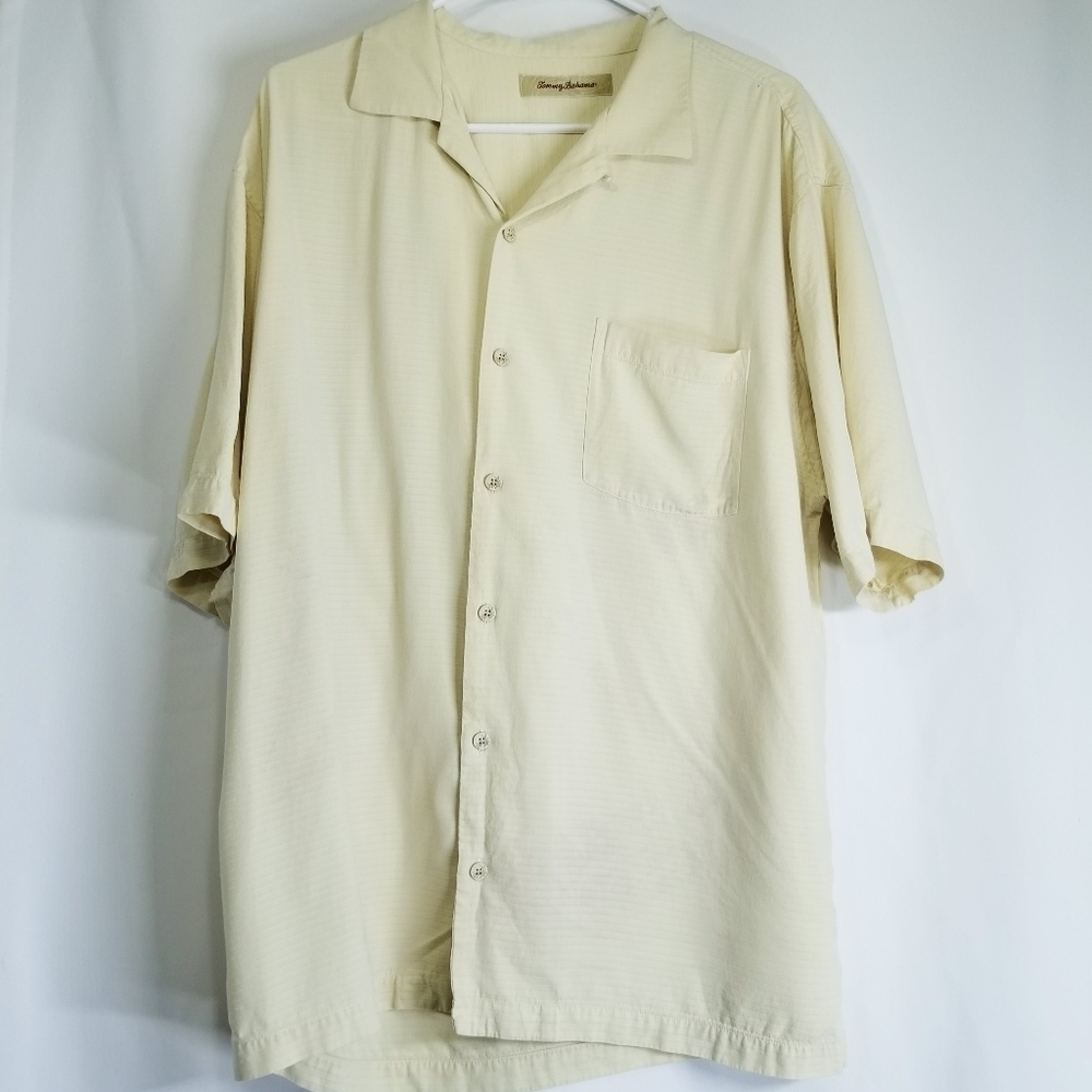 Tommy Bahama Large silk‎ button down little yellowish cream